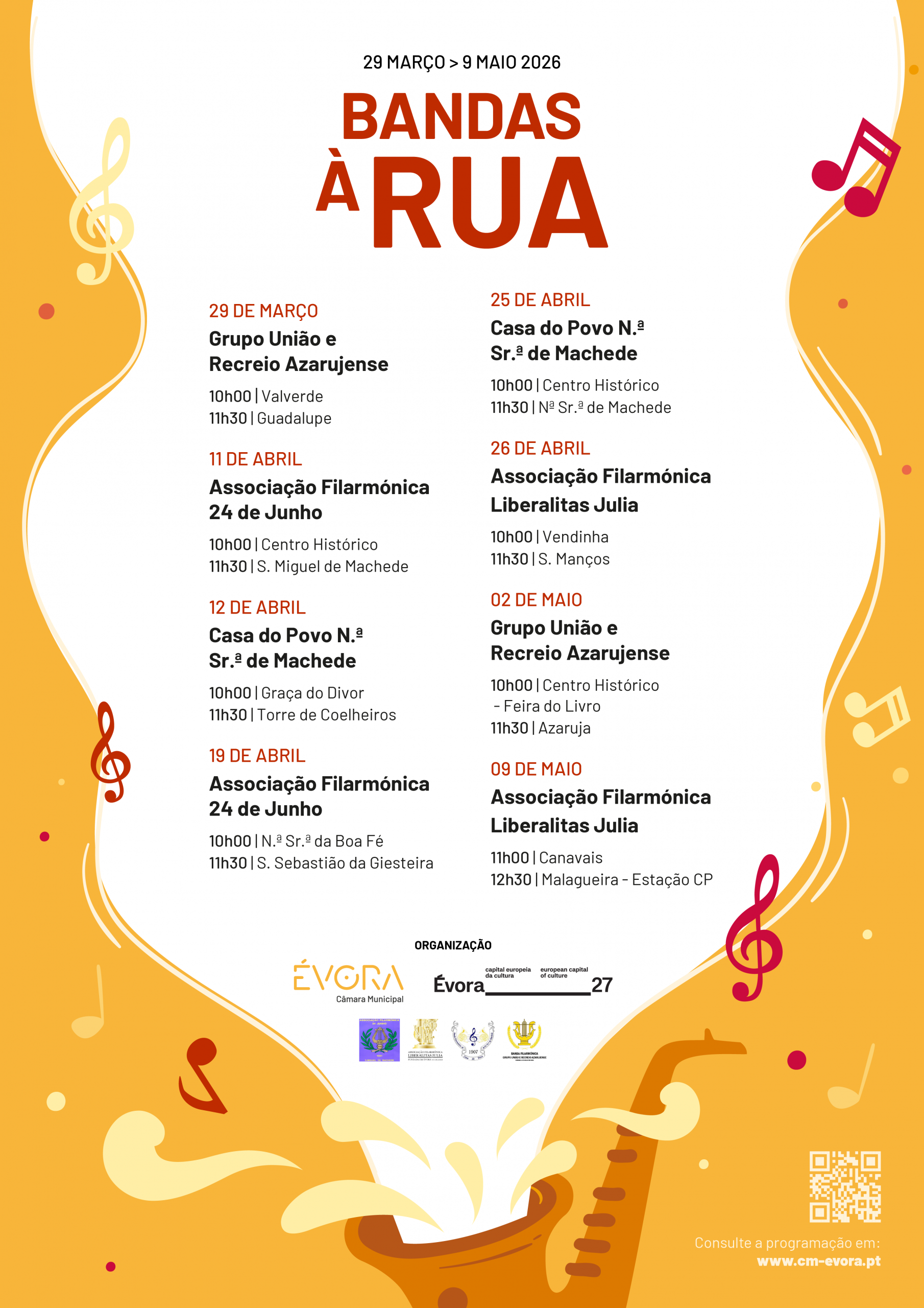 Música filarmónica percorre freguesias de Évora em mais uma edição do Bandas à Rua